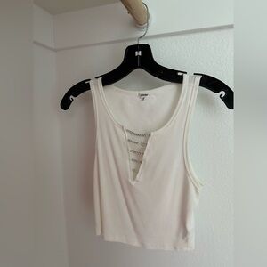 Garage White Tank Top with Gems Size Small